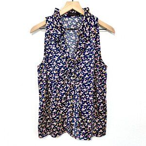 The Limited Ruffle Neck Cinched Back Tank Top Size L